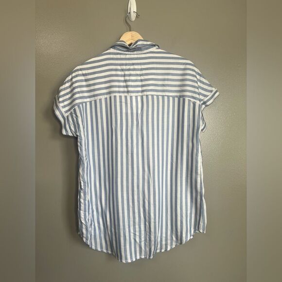 Beach Lunch Lounge Spencer slate blue striped button down shirt oversize - Picture 6 of 6
